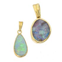 Two opal pendants,