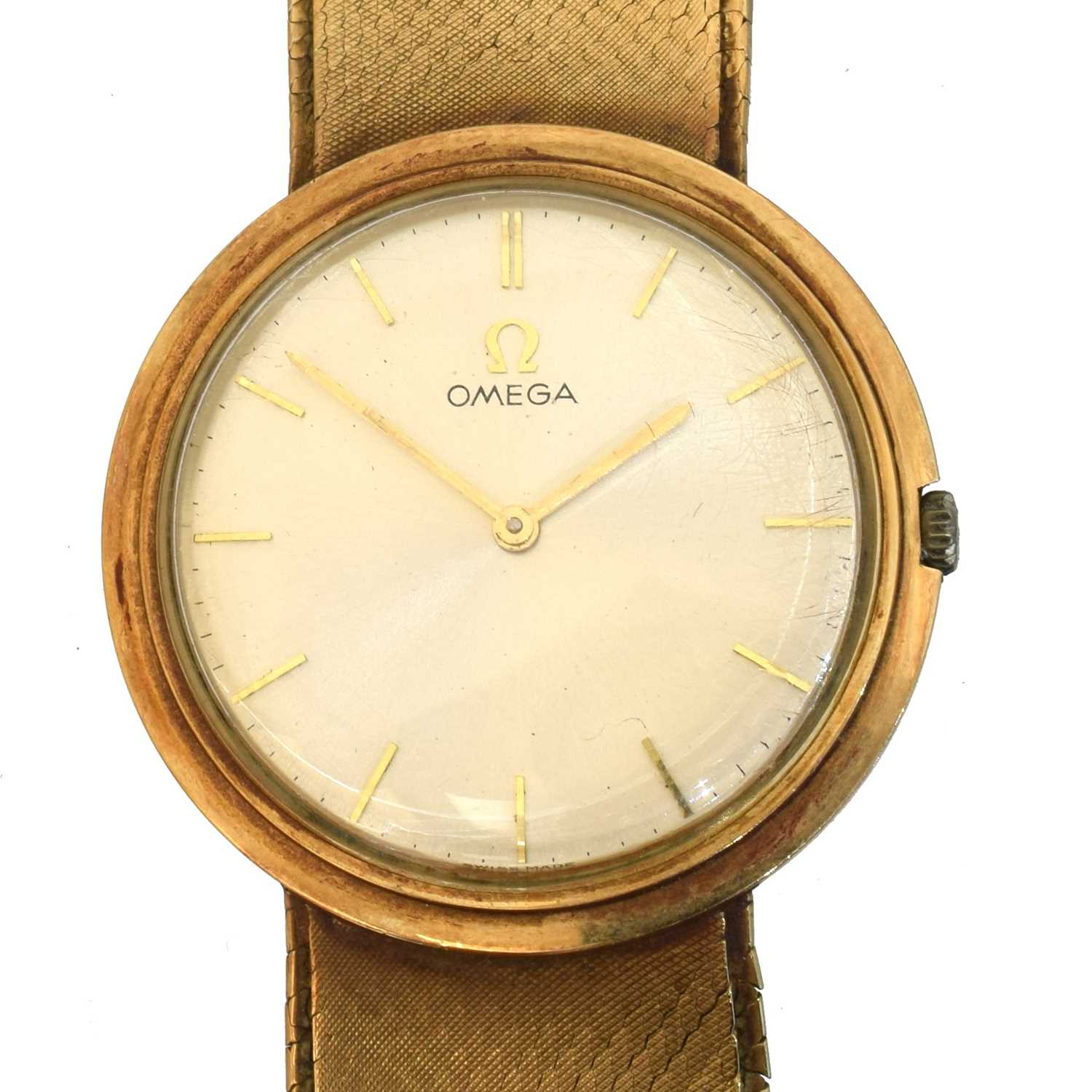A 1960s 9ct gold Omega manual wind wristwatch,