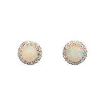 A pair of opal and diamond earrings,