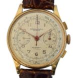 An 18ct gold Chronographe Suisse manual wind wristwatch,