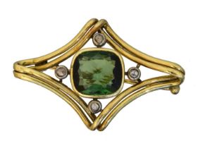 A tourmaline and diamond brooch,