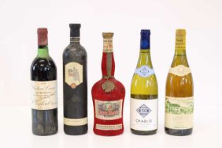 5 bottles Mixed Lot Fine Chablis, Claret, Rivaner and Cherry Marnier Liqueur