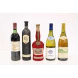 5 bottles Mixed Lot Fine Chablis, Claret, Rivaner and Cherry Marnier Liqueur