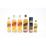 6 bottles Collection of Johnnie Walker Red Label and Black label Whisky