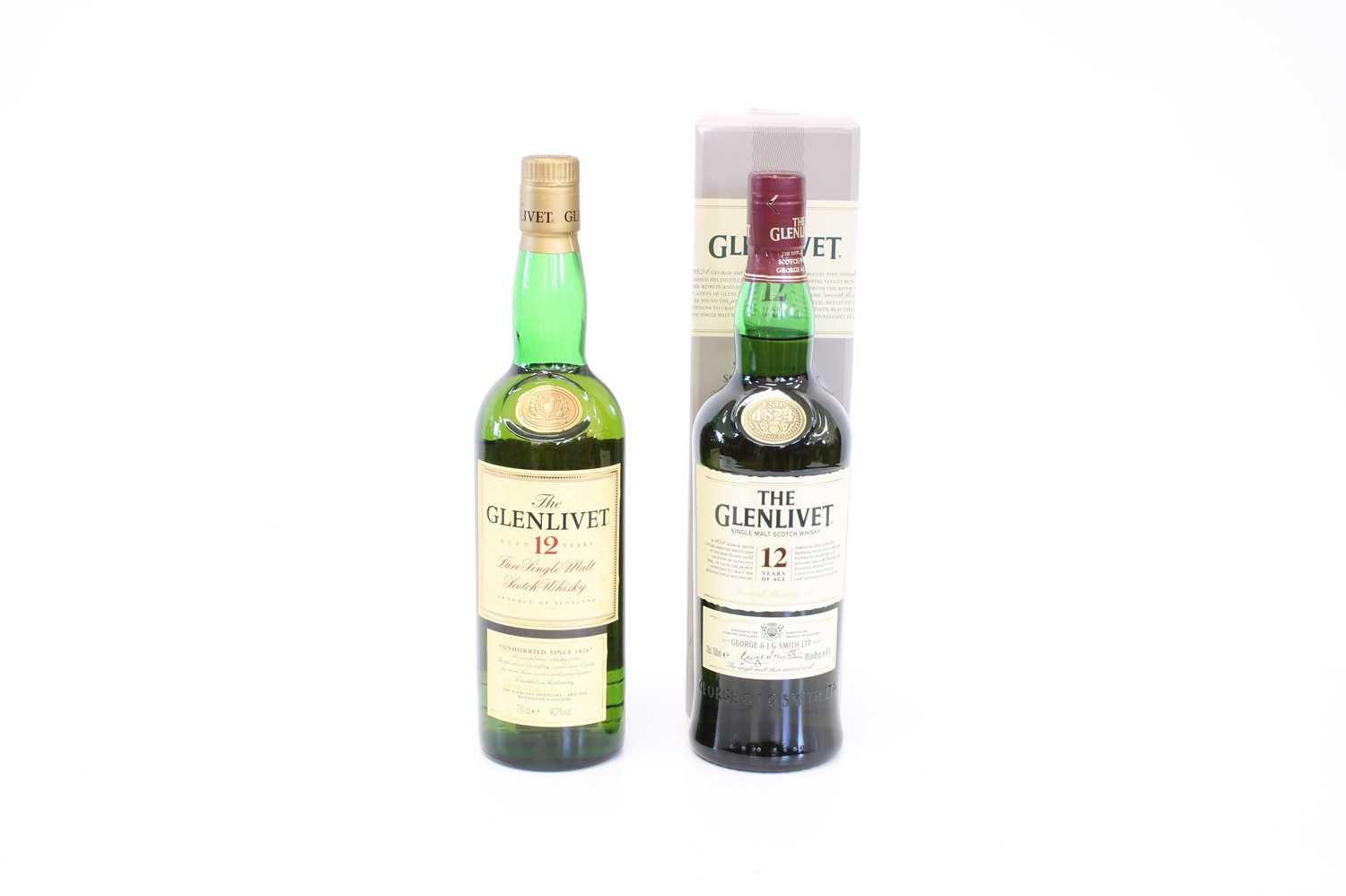 2 bottles of The Glenlivet 12 Year Old, Old Label