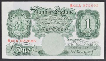 A Series "A" Britannia Issue One Pound banknote, (October 1934).