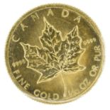 Canada, Queen Elizabeth II, 5 Dollars, 1982, Maple Leaf gold coin.