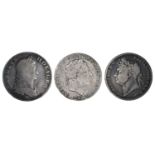 Three historical silver crowns from Charles II, George III and George IV (3).