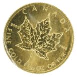 Canada, Queen Elizabeth II, 5 Dollars, 1982, Maple Leaf gold coin.