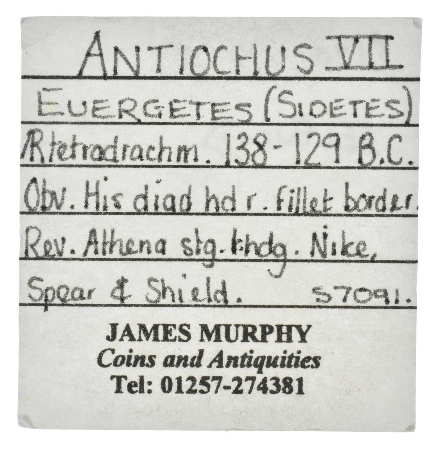 Antiochus VII Euergetes (Sidetes) AR Tetradrachm - Image 3 of 3