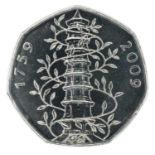 2009 Royal Mint, Fifty Pence, 250th Anniversary of the Royal Botanical Gardens, Kew.