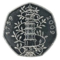 2009 Royal Mint, Fifty Pence, 250th Anniversary of the Royal Botanical Gardens, Kew.