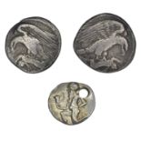 Sicily, Two Akragas AR Hemidrachm and Thasos AR Trihemiobol