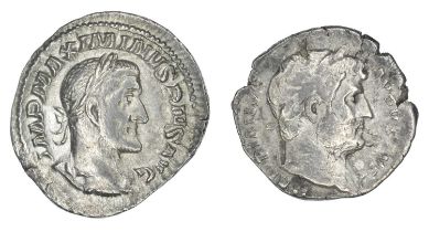 Hadrian and Maximus Thrax, Two AR Denarii