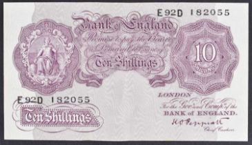 A Ten Shillings, Series "A" Britannia Issue banknote, (October 1940).