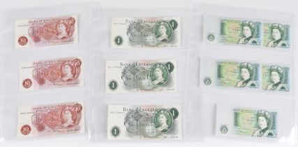 Selection of three consecutive run Bank of England banknotes (11).