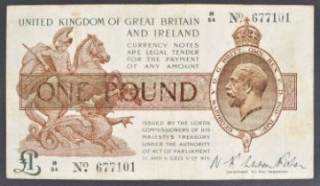 A First Fisher Issue (September 1919) One Pound banknote.