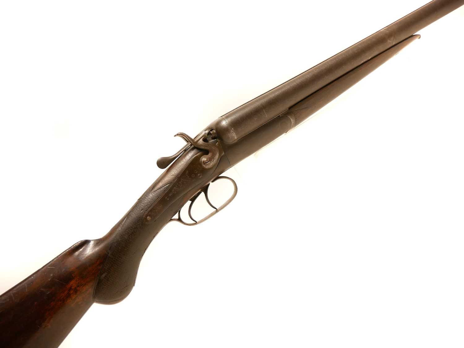 Deactivated 12 bore side by side shotgun with 21inch barrels, serial number 5105. Deactivated to