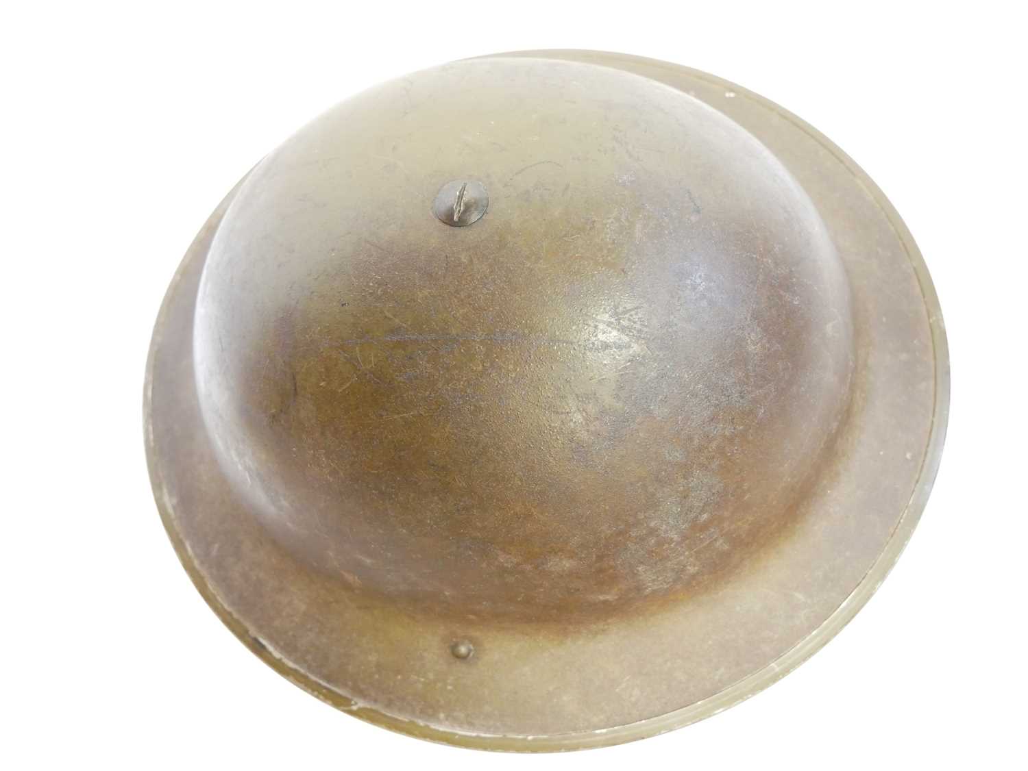 British WWII MkII Brodie or 'Tommy' helmet, dated 1942 and stamped C.L/C 44. 31cm long - Image 3 of 9