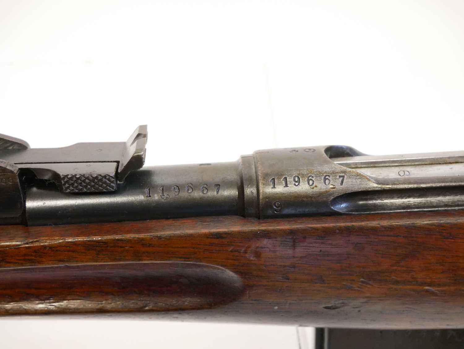 Schmidt Rubin 1889 7.5x 53.5mm straight pull rifle, matching serial numbers 119667, with 30" barrel, - Image 13 of 20