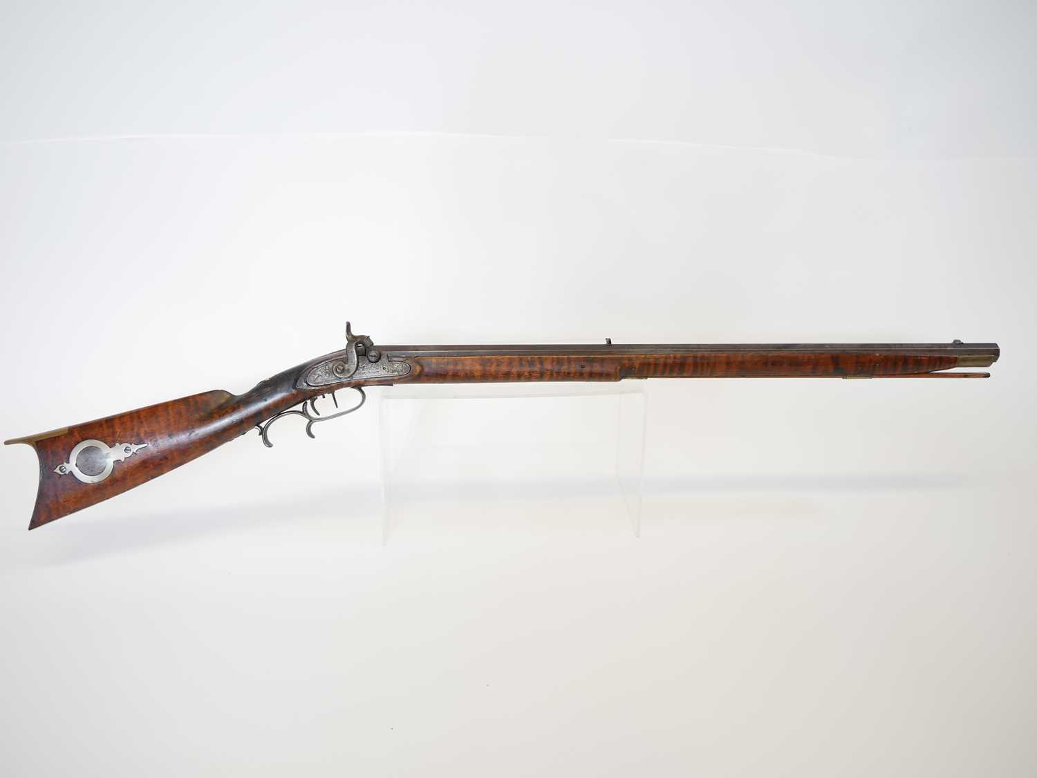 American percussion 130 bore Kentucky type rifle, 29.5inch octagonal barrel fitted with buckhorn - Image 2 of 17