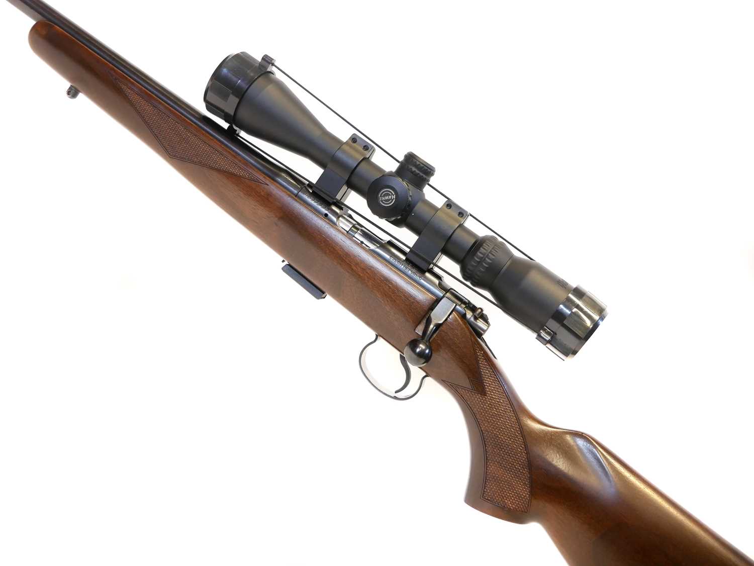 Left hand CZ 452-2E ZKM .22lr bolt action rifle, serial number A419039, 22inch barrel, ten and