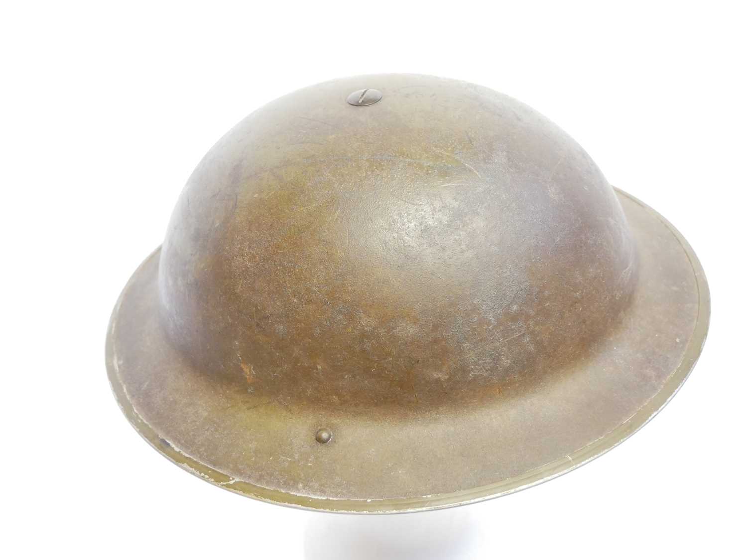 British WWII MkII Brodie or 'Tommy' helmet, dated 1942 and stamped C.L/C 44. 31cm long - Image 2 of 9