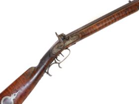 American percussion 130 bore Kentucky type rifle, 29.5inch octagonal barrel fitted with buckhorn