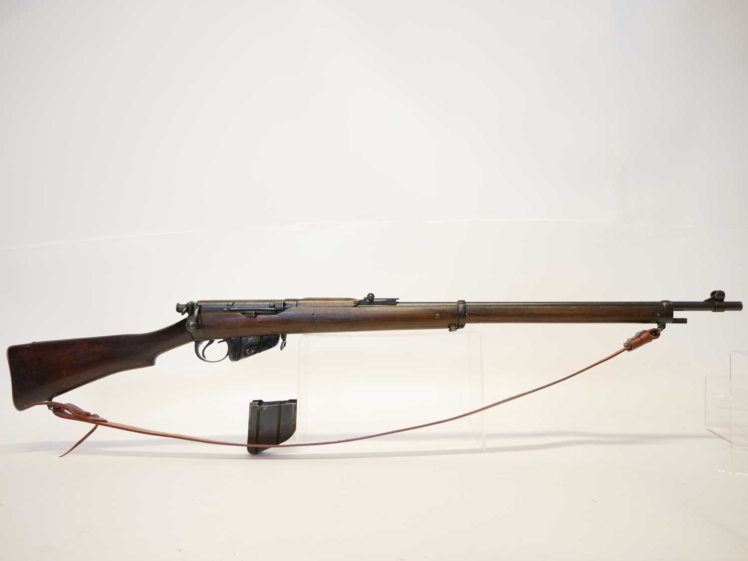 BSA Long Lee Enfield .303 bolt action rifle, 30 inch barrel with folding ladder sight, the bolt - Image 2 of 14