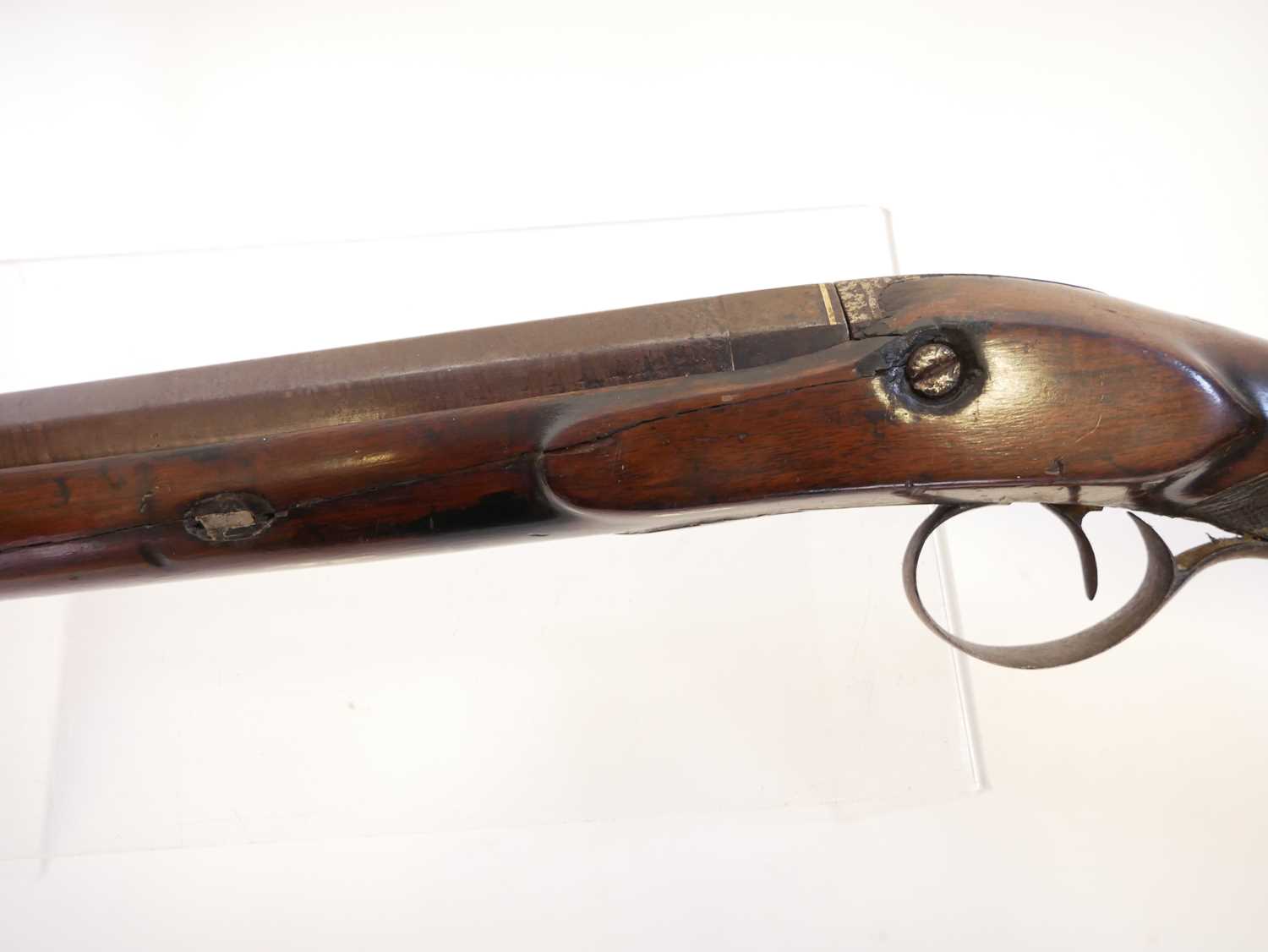 Percussion shotgun, converted from a flintock, with 30 inch Damascus Spanish form barrel, - Image 17 of 18