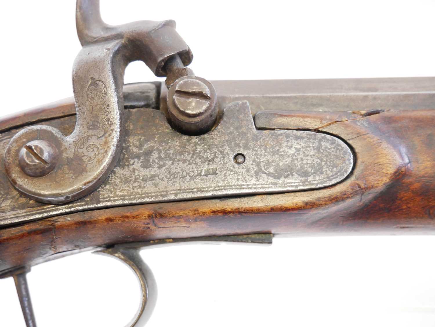 American percussion 130 bore Kentucky type rifle, 29.5inch octagonal barrel fitted with buckhorn - Image 7 of 17