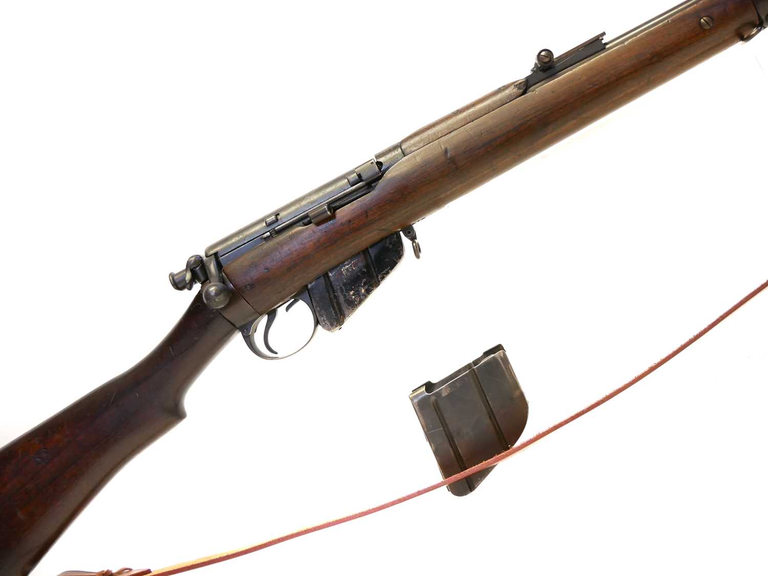 BSA Long Lee Enfield .303 bolt action rifle, 30 inch barrel with folding ladder sight, the bolt