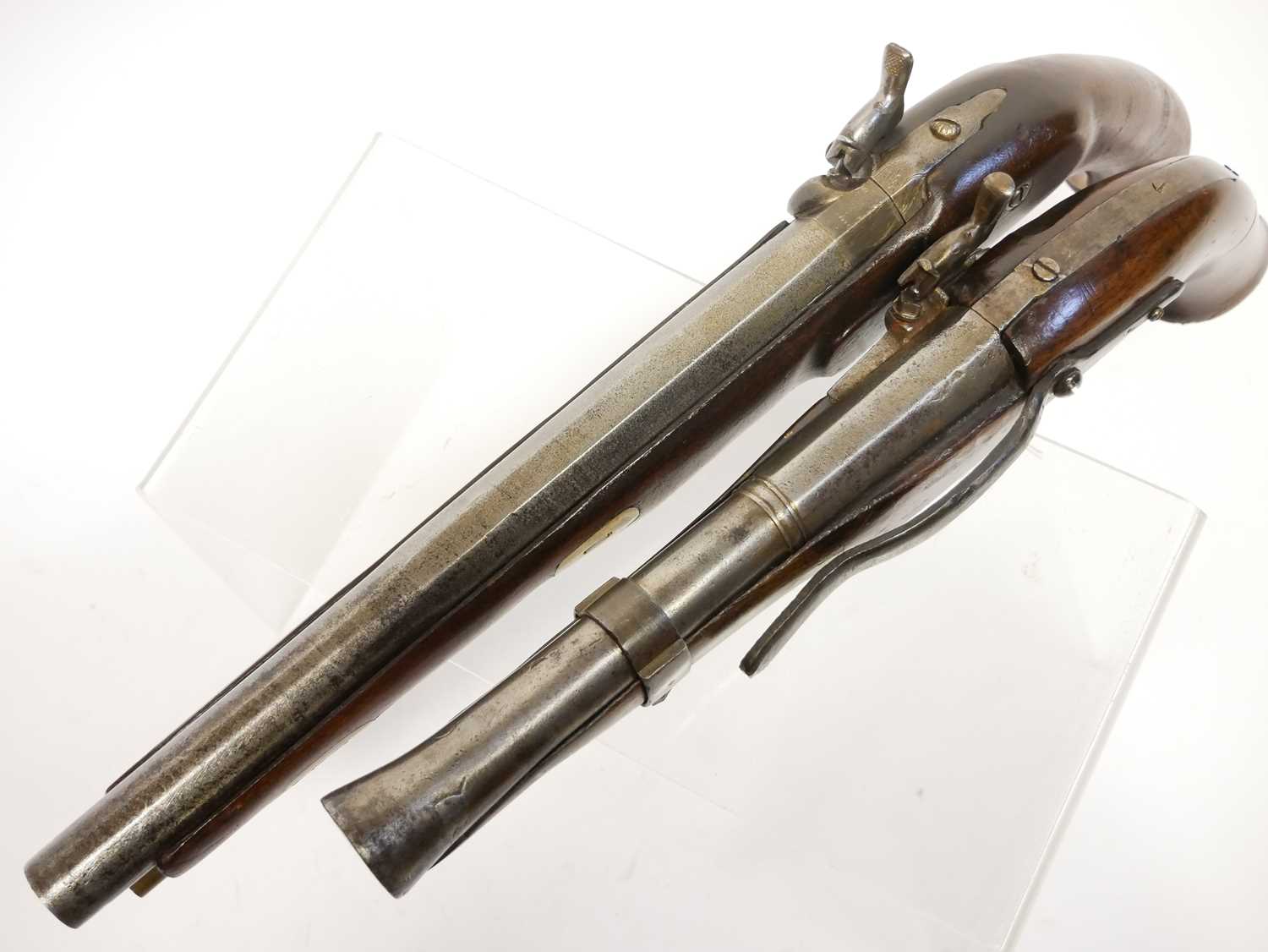 Two composed percussion pistols, with antique barrels and period locks one signed W. Haynes Reading, - Image 6 of 6