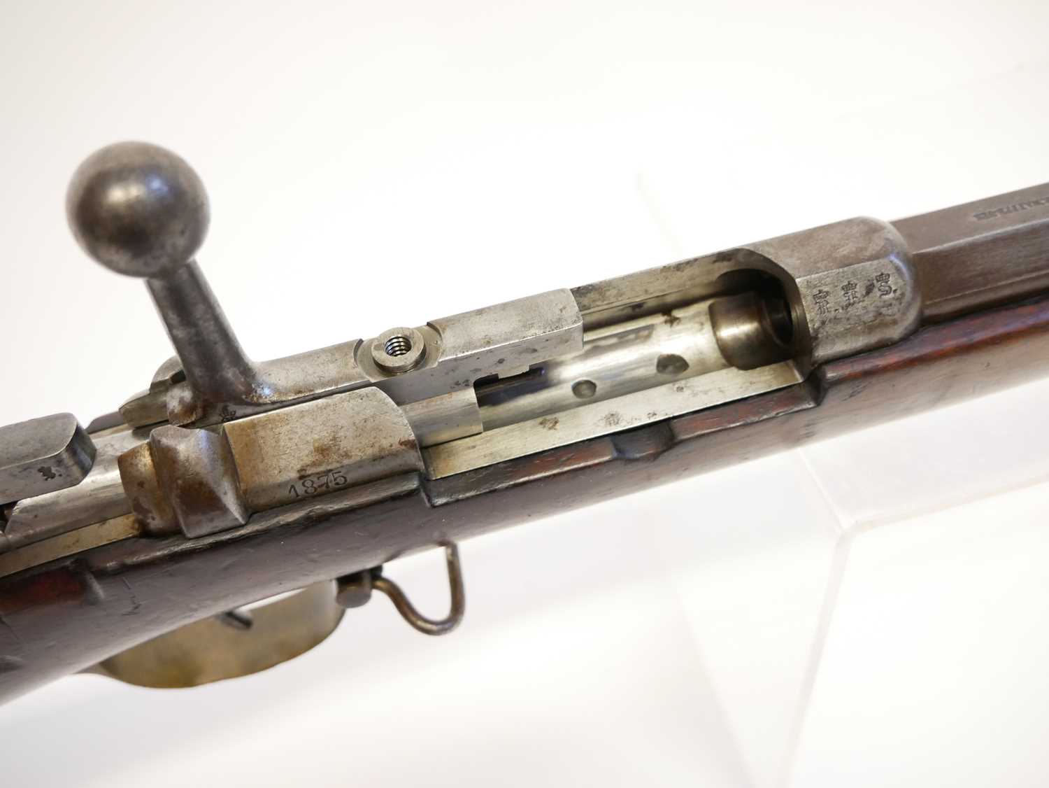 Mauser 1871 pattern 11x60R bolt action rifle, serial number 7537F, 33inch barrel secured by three - Image 8 of 18