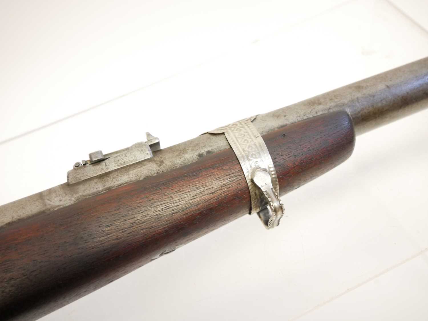 Sporterised Martini Henry .577/450 rifle, probably of Belgian origin reworked in India, 27inch - Image 9 of 13