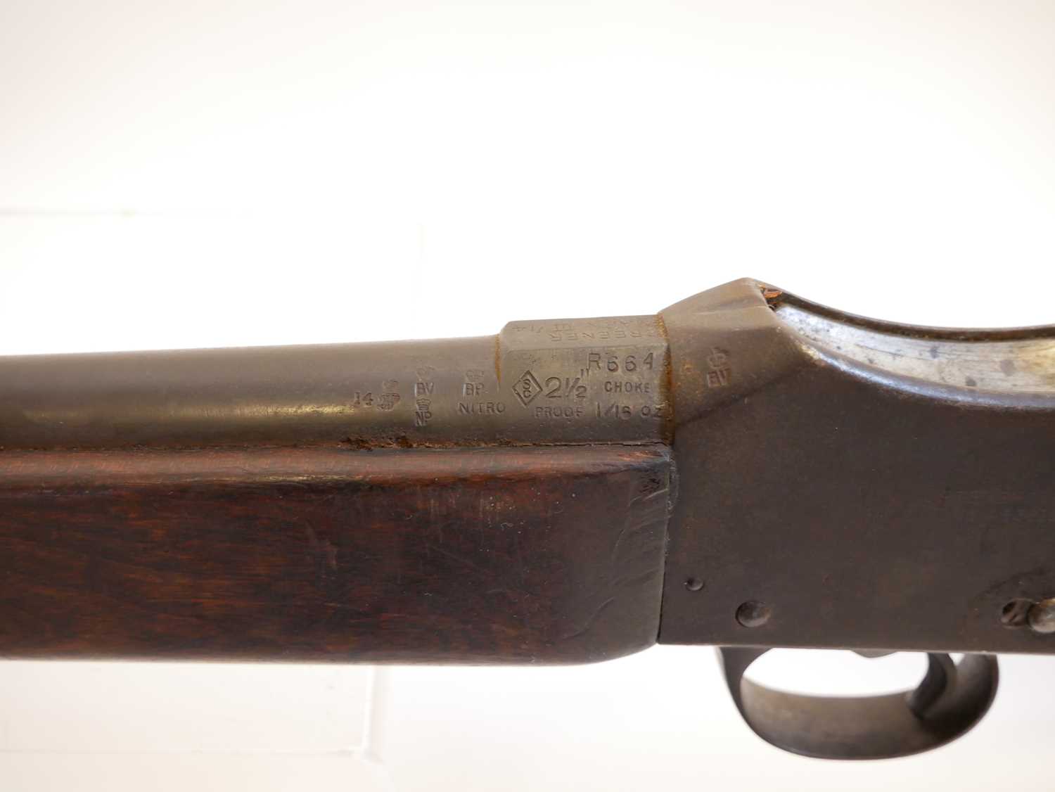 Greener MkIII 14 bore Police shotgun, serial number 2929, 25inch barrel, full length stock, the - Image 12 of 15