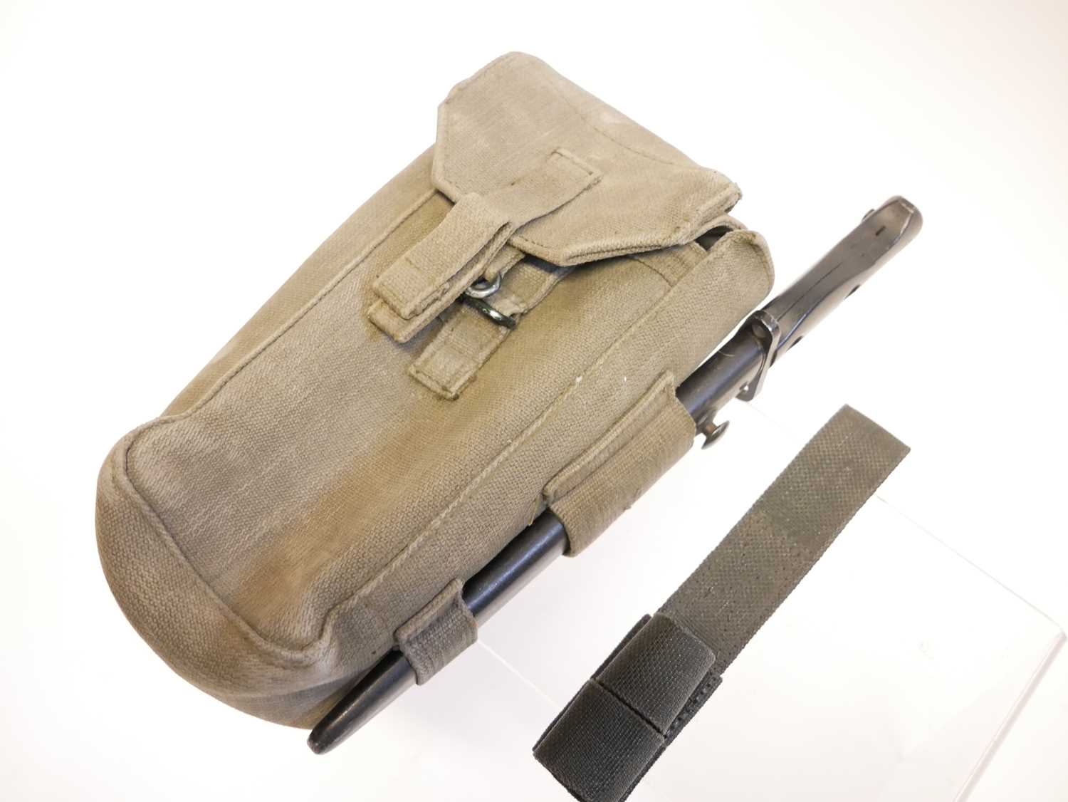 British L1A3 knife bayonet and scabbard for the SLR in the integral frog on a Pattern 58 webbing - Image 5 of 6