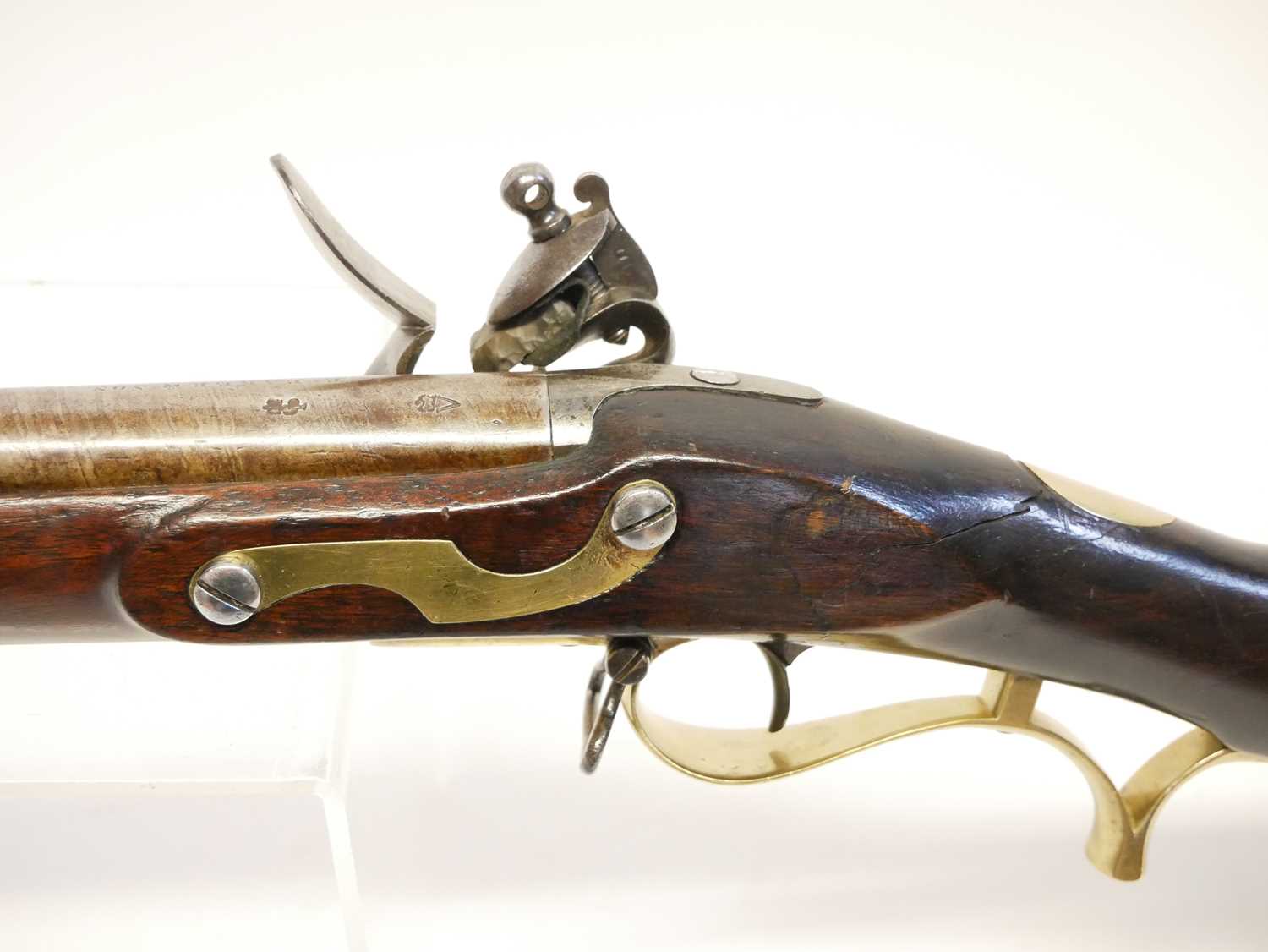 Flintlock .625 Baker rifle by E. Baker and Sons, 40 inch browned barrel with seven groove rifling, - Image 20 of 22