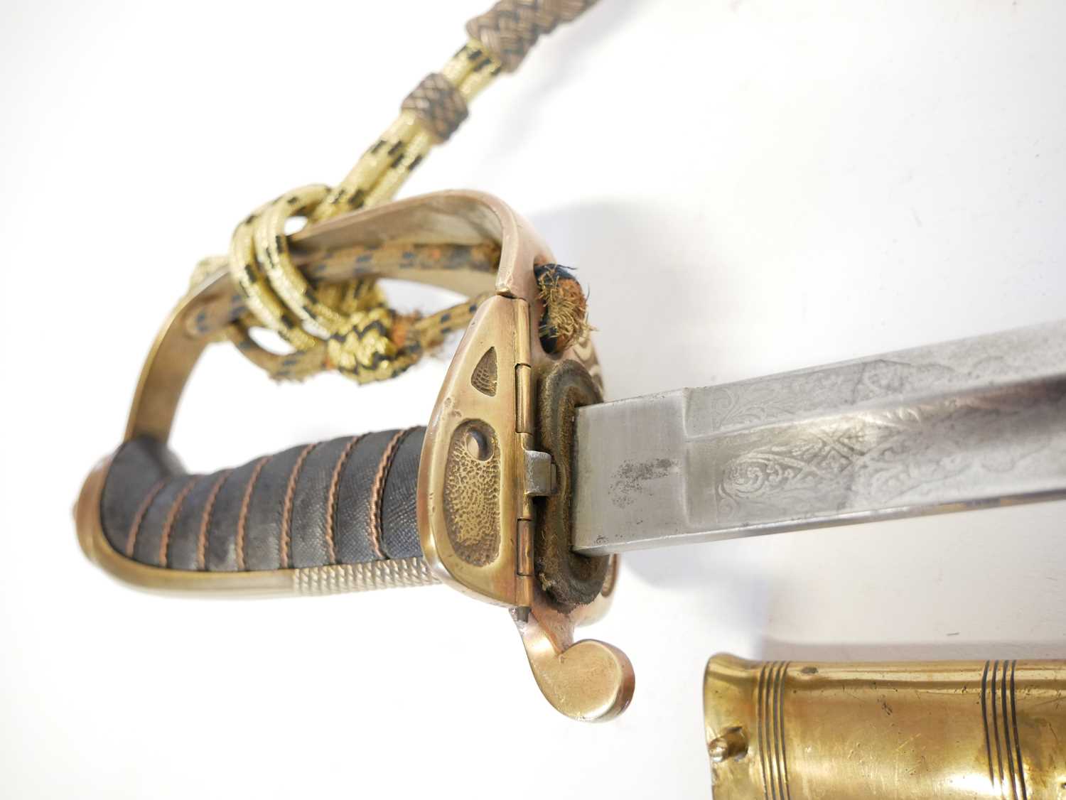 Royal Navy Petty Officer's sword, similar to an 1827 Naval sword but without the lion head pommel, - Image 11 of 16