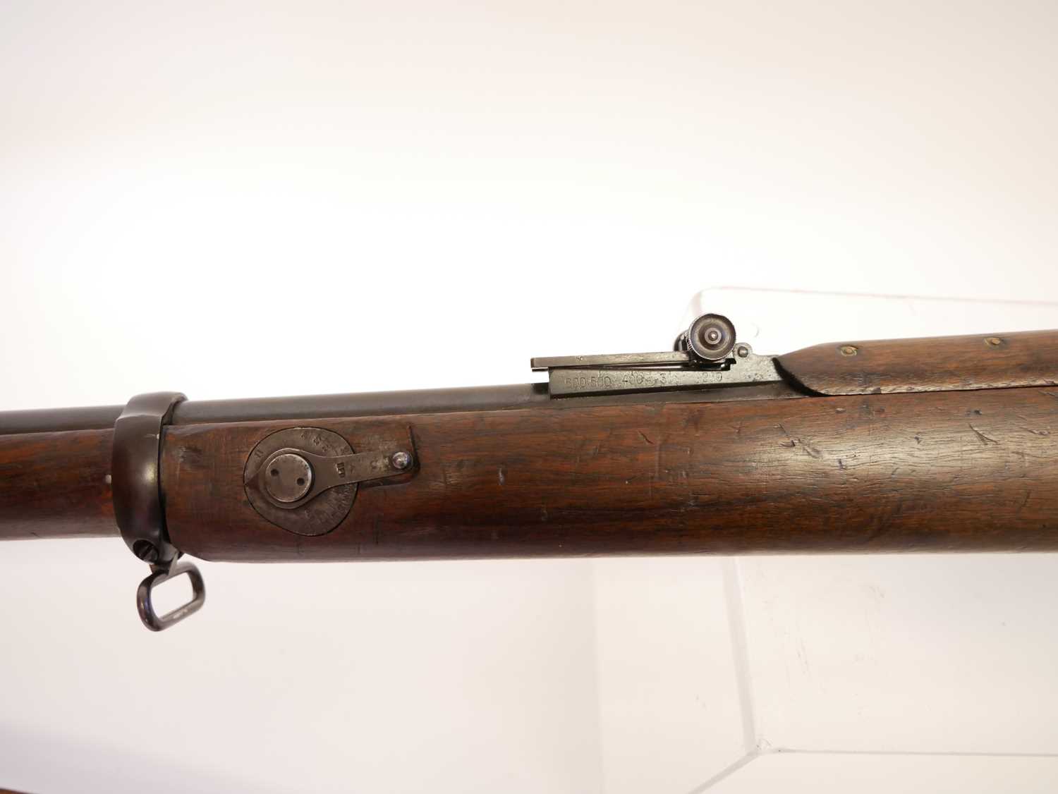 BSA Long Lee Enfield .303 bolt action rifle, 30 inch barrel with folding ladder sight, the bolt - Image 12 of 14