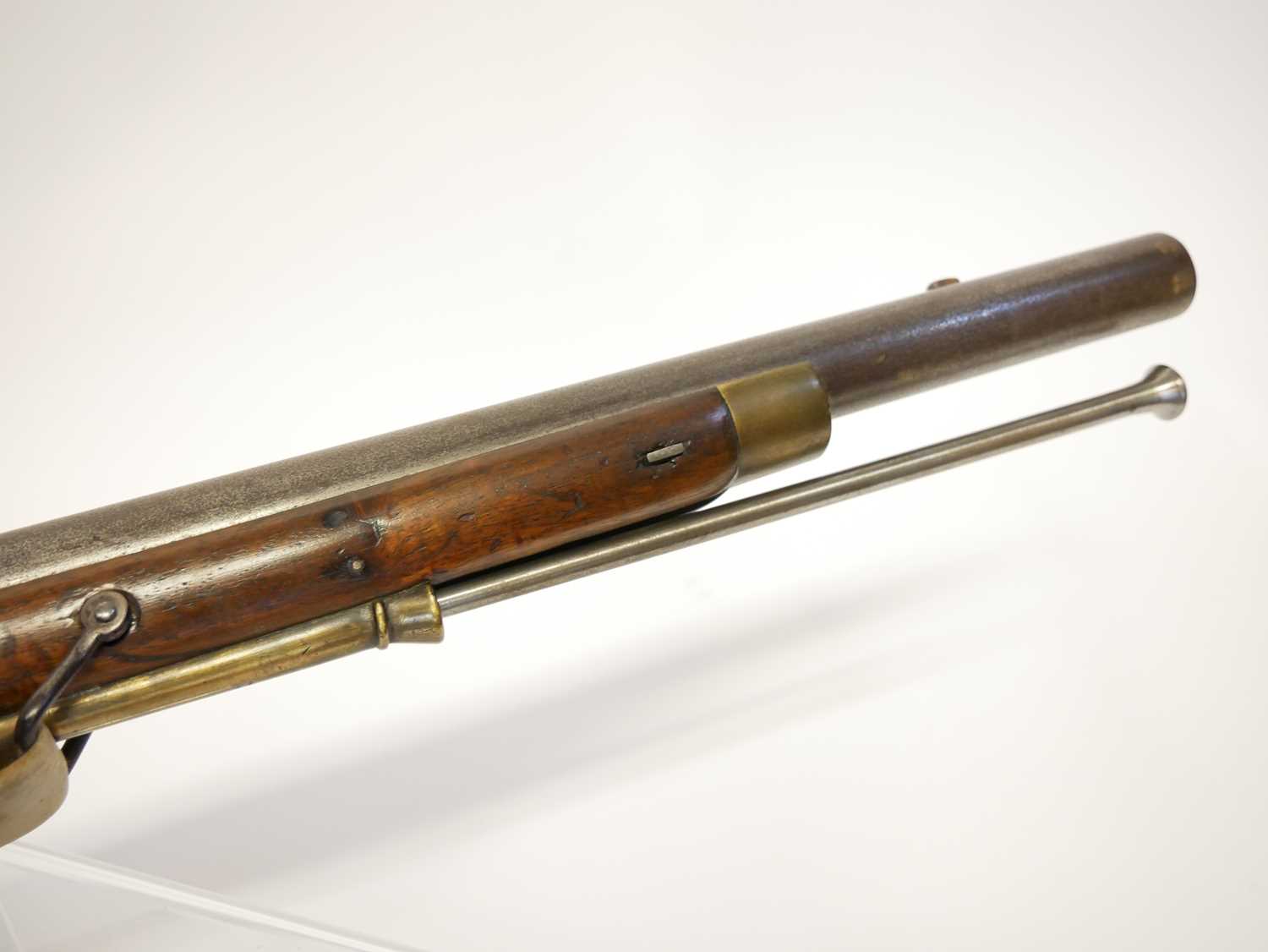 Volunteer Brown Bess .750 flintlock musket and bayonet, 39 inch barrel, the lock with Tower GR and - Image 10 of 17