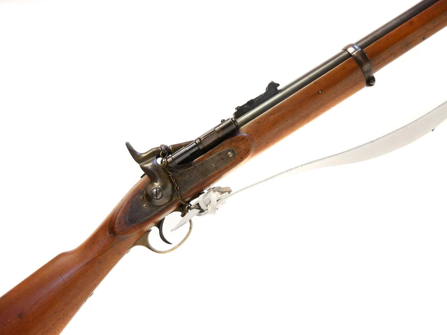 Enfield MkII* three band.577 Snider rifle, 36inch barrel fitted with bayonet lug and folding