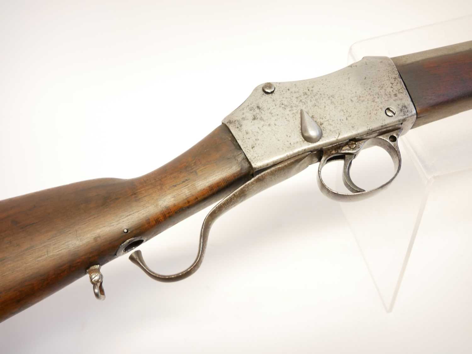 Sporterised Martini Henry .577/450 rifle, probably of Belgian origin reworked in India, 27inch - Image 8 of 13