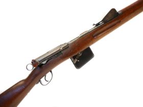 Schmidt Rubin 1889 7.5x 53.5mm straight pull rifle, matching serial numbers 119667, with 30" barrel,