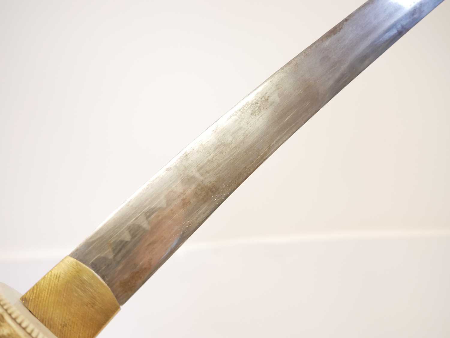 Japanese bone mounted tanto dagger, slightly curved 11inch cutting edge blade, the mounts carved and - Image 7 of 14