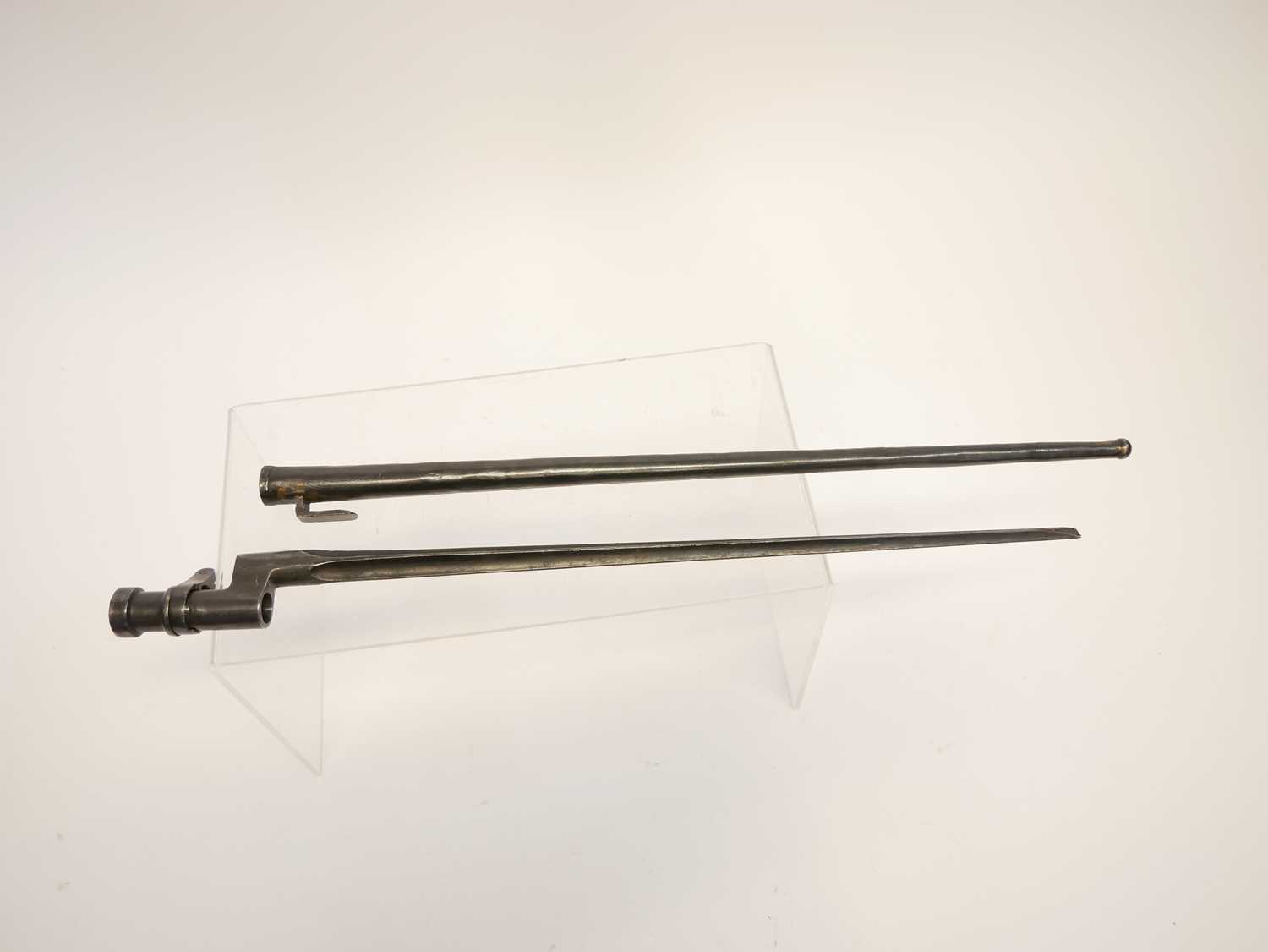 Russian M1891 Mosin-Nagant rifle socket bayonet in its steel scabbard as issued by Austria-Hungary - Image 6 of 7