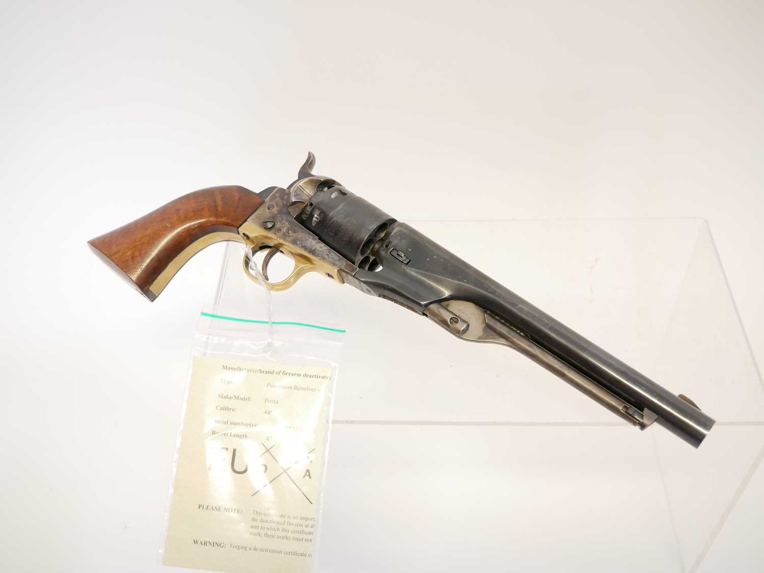 Deactivated Pietta copy of an 1860 pattern Colt army percussion .44 revolver, 8inch barrel, serial - Image 5 of 8