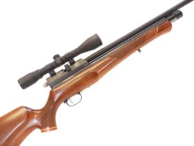 RWS LR-20 PCP .22 air rifle, serial number 064338, 21inch barrel fitted with moderator, with two