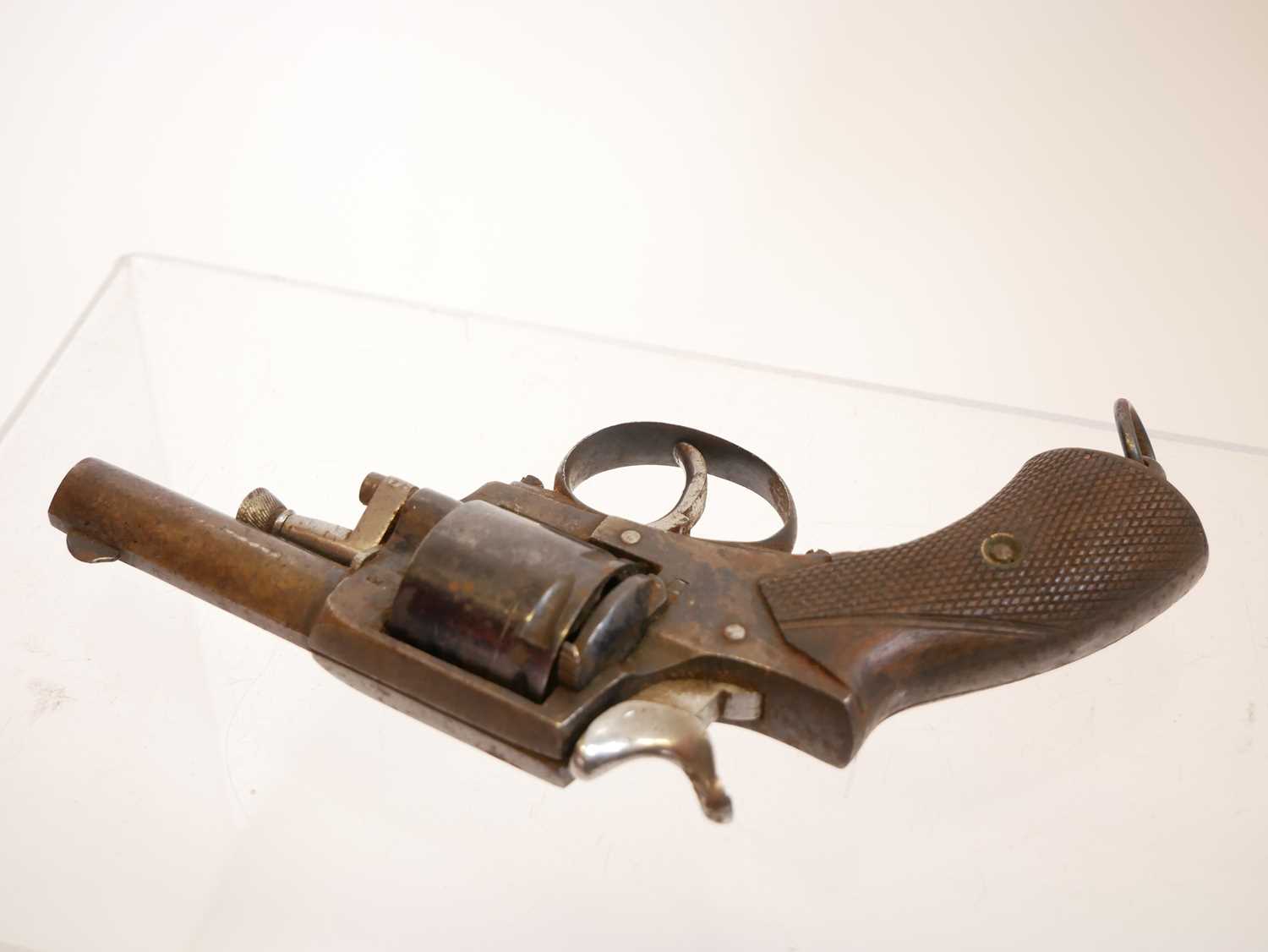 Belgian 7.5mm revolver, no serial number, 2.5 inch sighted barrel, chequered wood grips the grip - Image 3 of 7