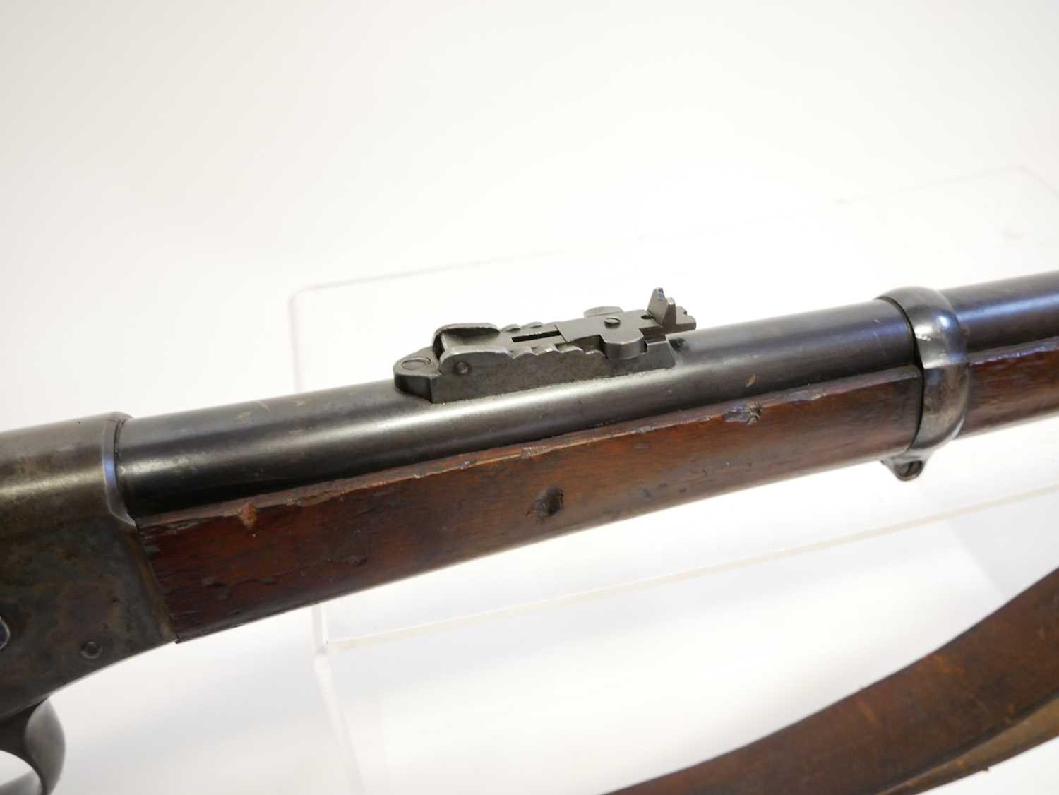 Remington rolling block rifle chambered in .43 Spanish, 36inch barrel with bayonet bar and folding - Image 6 of 14